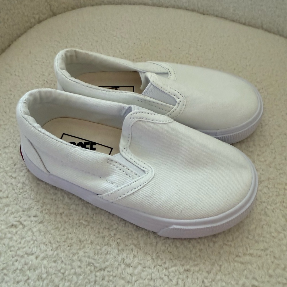Kids White Slip-On Sneakers
